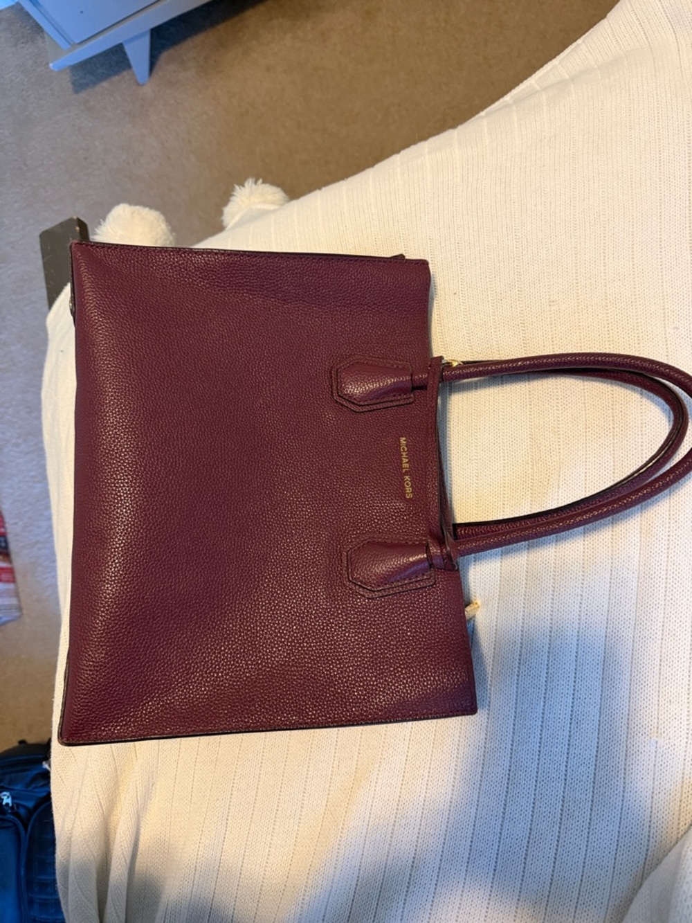 Michael Kors Deep Plum Pebbled Leather Satchel